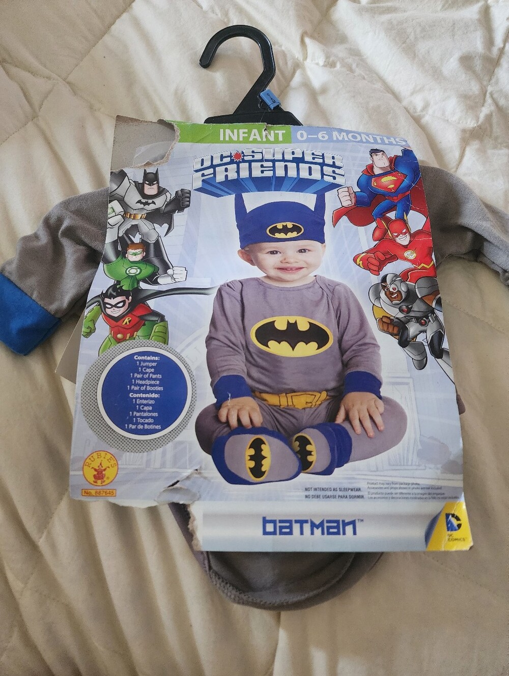 Batman Infant Gray and Blue Superhero Costume 0 - 6 Mos Rubie's